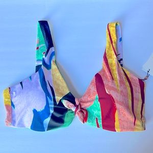 CALIA Tie front bikini top Painterly Floral Multicolored XL